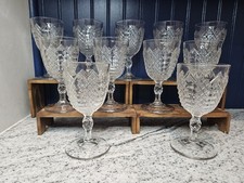 Antique EAPG Jacob's Ladder US Glass Wine/Water Glass/Goblet Stemware 11 Avail. picture