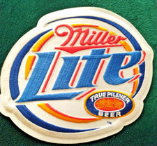 Large MILLER LITE EMBROIDERED PATCH IRON/SEW ON 8x6 A TRUE PILSNER BEER picture