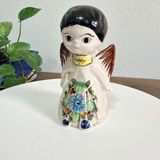 Vintage Tonala Mexico Hand Painted Folk Art Pottery Angel 5.5