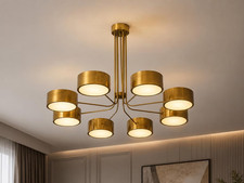 Brass Sputnik Chandelier Mid Century Modern Starburst Ceiling 8-Light Fixture picture