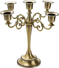 YOUEON 5 Arm Candelabra 10.4 Inch Antique Bronze Candle Holder Bronze Candel... picture