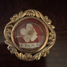 Vintage Reliquary Relic Filigree Saint Pius X Catholic Church Artifact picture