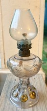 Vintage clear pressed glass kerosene oil lamp picture