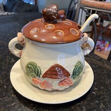 VTG Mid Century MCM Mushrooms Soup Tureen w/Ladle - Made in Japan picture