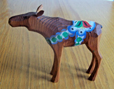 RARE Swedish Vintage Wood Dala Cow Moose Female Grannas A. Olssons picture