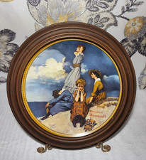 Vintage 1982 Norman Rockwell Waiting on the Shore Knowles Plate Framed Women picture