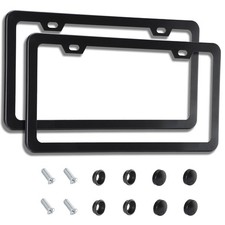 Matte Black Universal Rust Proof License Plate Frames No Cover State Name picture