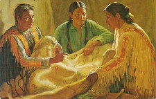 Joseph Henry Sharp Postcard – Story of the War Robe – Native American Art picture
