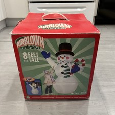 Gemmy 8ft Tall Airblown Inflatable Light Up Snowman Christmas RARE 2002 w/ Box picture