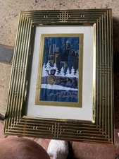 Framed Brett Jacquard Tapestry Cards & Gold Foil Original Envelopes New In Box picture