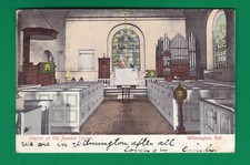 INTERIOR OF OLD SWEDEN CHURCH WILMINGTON, DELAWARE VINTAGE PC. USED 5138 picture
