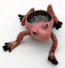Speckled Terracotta Pottery Frog Candle Holder picture
