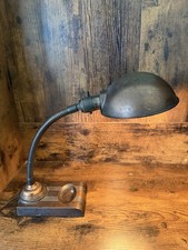 Art Deco 1940’s Copper Tone Desk Lamp Cast Iron Vintage Light Flexible Gooseneck picture