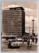Nuremberg Germany Hochhaus am Plärrer RPPC 1950s Street Scene VW Beetle Tram picture