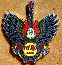 RARE HARD ROCK CAFE SENTOSA SINGAPORE AMERICAN BALD EAGLE GUITAR LE 300 PIN picture