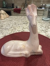 Pink Carved Stone Llama Crystal Animal Figurine Carving Sculpture picture