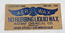 Vintage Aero Wax No Rubbing Liquid Wax Box side Sign Midway Chemical Co. LA Cali picture