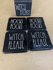 Hocus Pocus Coasters Set Of 4 And 1 Wooden Plaque Decoration Decor Halloween picture