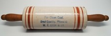 Antique Advertising Stoneware Rolling Pin W. E. LYON & CO. - Carthage, ILLINOIS  picture
