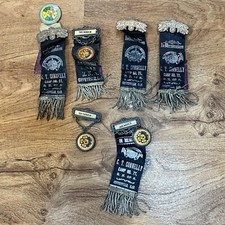 Vintage Royal Neighbors of America Member Memoriam Ribbons Badges Lot of 6 picture