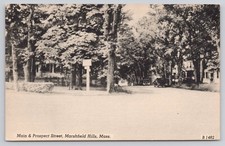 Marshfield Hills MA Massachusetts Main & Prospect Street 1940s Vintage Postcard picture