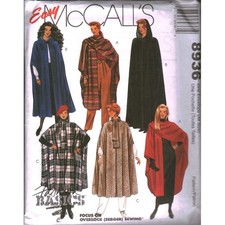 Vintage Easy McCalls 8936 Misses Capes Sewing Pattern Hooded Cloak Sizes 6-20 picture