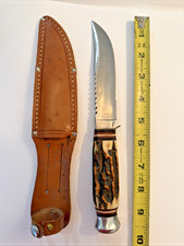 Vintage Premier Solingen Knife with Sheath Made In Germany Stag Handle picture