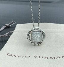 David Yurman Sterling Silver Infinity Pave Pendant Necklace & Diamonds Sz 18” picture