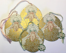 4 Vintage Art Deco Bridge Tallys Golden Bride Bridal Shower Floral 1920's Clark picture