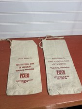 Lot 2 Vtg canvas bank money deposit bags First National Vicksburg Mississippi picture