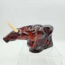 AVON Vintage Wild Country Texas Bull After Shave Decanter Amber Glass Bottle 5oz picture