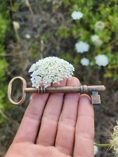 Anitique Giant Solid Brass French Skeleton Key  Old Thick Metal Key picture