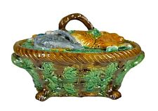 Vintage Majolica Pottery Game Pie Covered Tureen Dish Mid Century picture