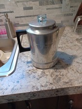 Vintage Comet 9 Cup aluminum coffee percolator with glass knob, complete set picture