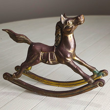 Vintage Brass Rocking Horse Figurine Decorative Collectible Horse picture
