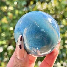 1pc Natural Trolleite Carved Sphere, Quartz Crystal Sphere with Marbled Blue picture