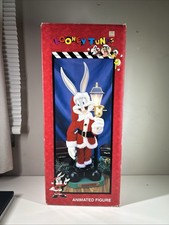 Vintage 1996 Looney Tunes Bugs Bunny Santa Christmas Lamp Light Up Animated wBOX picture