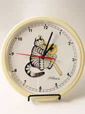 Vintage B. Kliban Cat Trombone Wall Clock 1980s Tested Works Retro picture