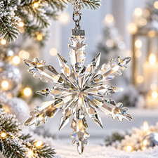 2026 Crystal Snowflake Christmas Ornament Glass Tree Hanging Holiday Decor picture