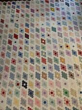 Antique Crazy Many Colors Field Of Diamonds Hand Stitched 91”x79” picture