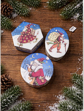 Set of 3 Holiday Gift Boxes – Santa Moon Design – Coordinated Set picture