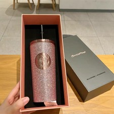New Starbucks 2024 SS Pink Rhinestone Cold Cup Tumbler 16oz/473ml Best Girl Gift picture