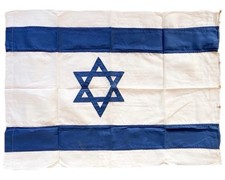Early/mid Israel Handmade Flag 1930s–40s Cotton Linen Star of David 103×77cm picture