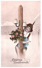 HAPPY NEW YEAR.VTG GERMAN 1918 POSTCARD*D2 picture