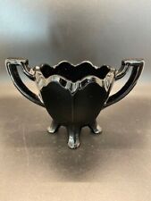 VTG Black Amethyst Open 4 Footed Sugar Bowl Duall Handles EUC picture