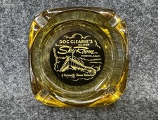 VTG Doc Clearie's Hilltop Sky Room Restaurant ~ Redding CA Ashtray ~ Amber Glass picture