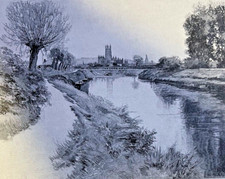1890 England Gloucester Cathedral illustrated picture