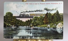 VTG Postcard Club Train 1907 Philadephia NY Bridge Thousand Island P177 picture