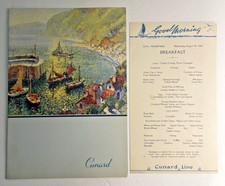 VTG August 1954 Cunard Line Ship RMS Mauretania Lunch & Breakfast Menu picture