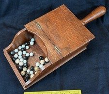 Vintage Voting Ballot Box, Fraternal, 42 White China and Clay Marbles, S1678 picture